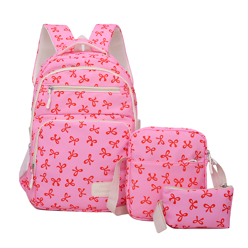 Sling Backpack Shoulder - 3Pcs Cute Bow Print Backpack with